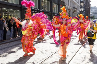Helsinki, Finlandiya - 10 Haziran 2017: Helsinki Samba Carnaval celeb