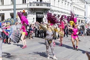 Helsinki, Finlandiya - 10 Haziran 2017: Helsinki Samba Carnaval celeb