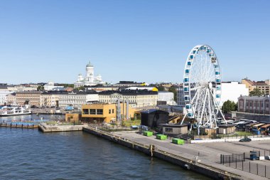 Helsinki, Finlandiya - 07 Temmuz 2017: Şehir panoraması Helsinki, Fi