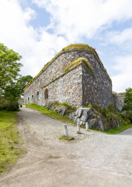 Taş duvarlar Suomenlinna kale Helsinki, Finlandiya