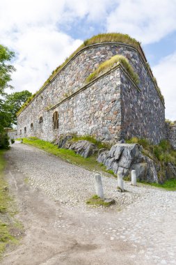 Taş duvarlar Suomenlinna kale Helsinki, Finlandiya