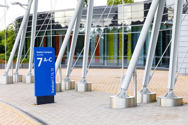 Nokia brand name on a blue sign on September 16, 2017 — Stock Photo, Image