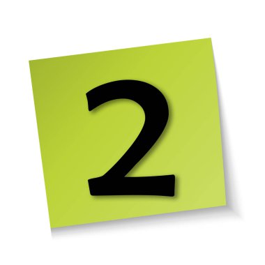 Not kağıdında 2 numara beyaz zemin üzerinde yeşil, kağıt üzerinde metin.