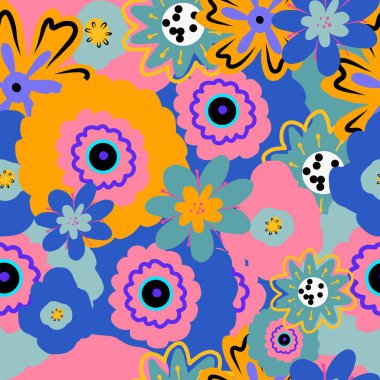  El çizimi vektör çizimi. Renkli, soyut, dikişsiz desen. 