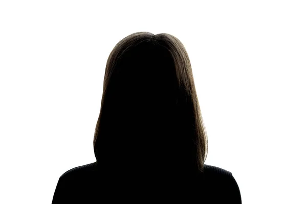 Silhouette scura della ragazza su uno sfondo bianco, il concetto di anonimato — Foto Stock