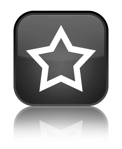 Ikonu hvězdičky lesklé černé čtvercové tlačítko — Stock fotografie