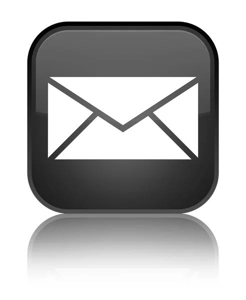 Email icon shiny black square button — Stock Photo, Image