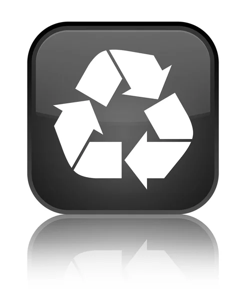 Recycler icône brillant bouton carré noir — Photo