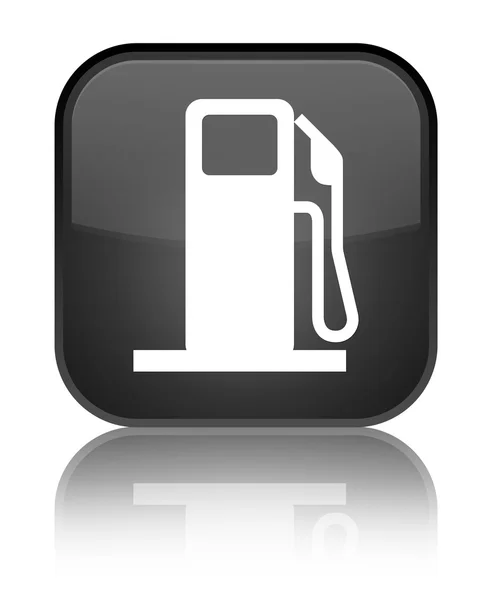Icône distributeur de carburant brillant bouton carré noir — Photo