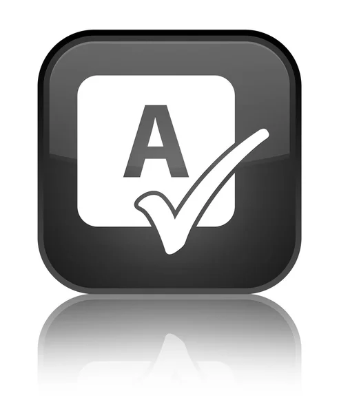 Spell check icon shiny black square button — Stock Photo, Image