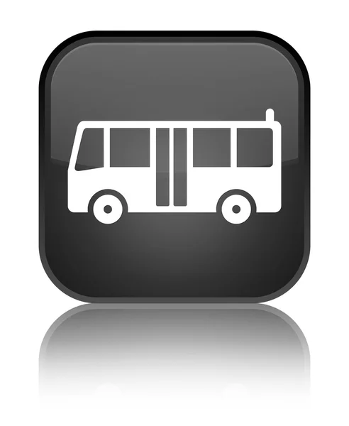 バスのアイコン光沢のある黒い正方形ボタン — ストック写真