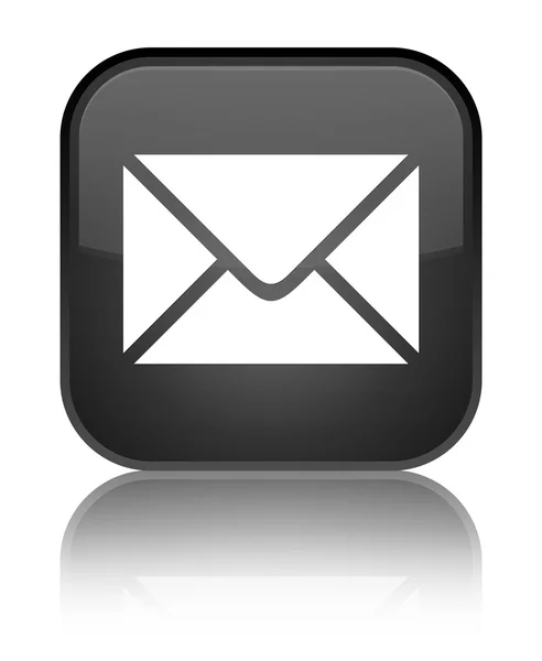Ícone de e-mail brilhante botão quadrado preto — Fotografia de Stock