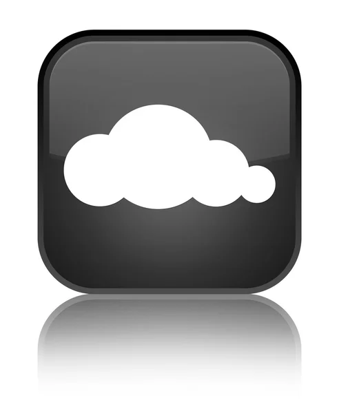Ícone de nuvem brilhante botão quadrado preto — Fotografia de Stock