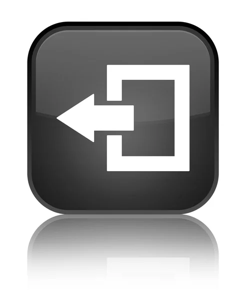 Logout ikony błyszczący czarny kwadratowy przycisk — Zdjęcie stockowe