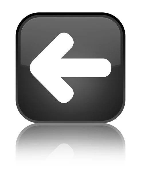 Back arrow icon shiny black square button — Stock Photo, Image