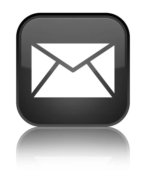 Ícone de e-mail brilhante botão quadrado preto — Fotografia de Stock