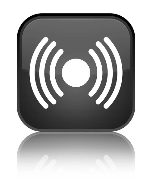 Network signal icon shiny black square button — Stock Photo, Image