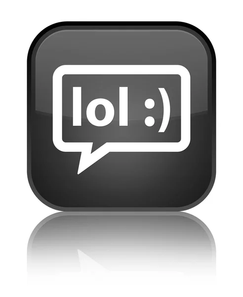 LOL bubble icon shiny black square button — Stock Photo, Image