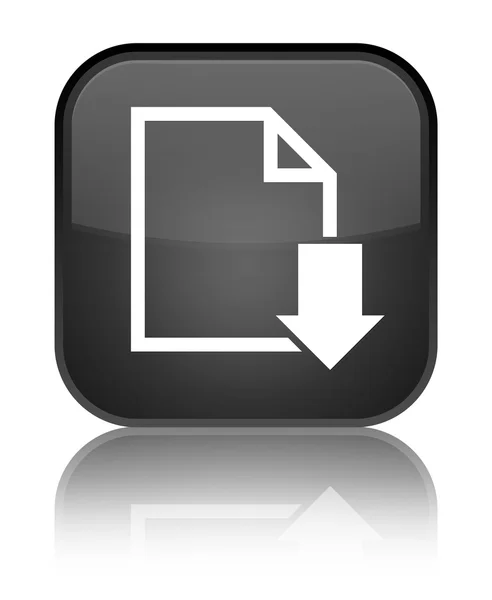 Baixar ícone do documento brilhante botão quadrado preto — Fotografia de Stock