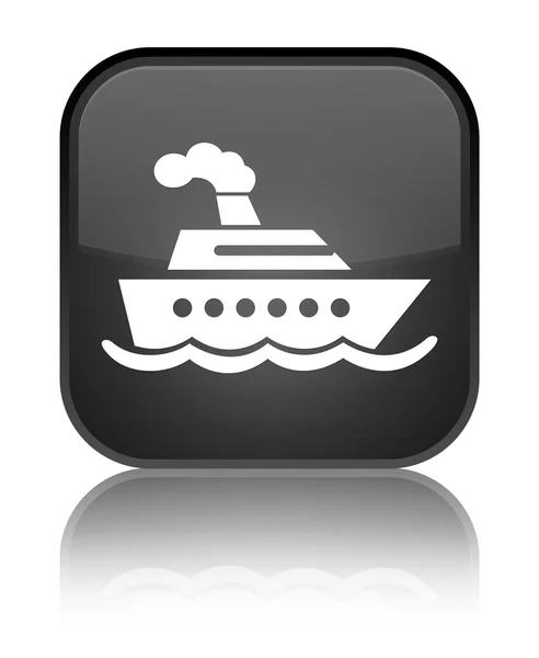 Cruise schip glanzend zwarte vierkante knoop van het pictogram — Stockfoto