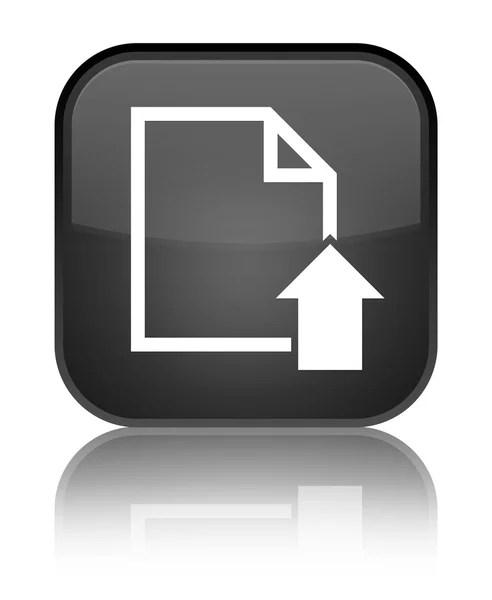 ドキュメント アイコン光沢のある黒い正方形ボタンをアップロードします。 — ストック写真