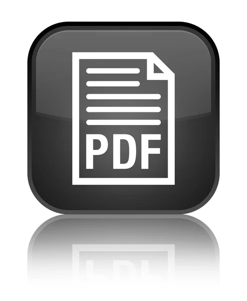 Pulsante quadrato nero lucido icona documento PDF — Foto Stock