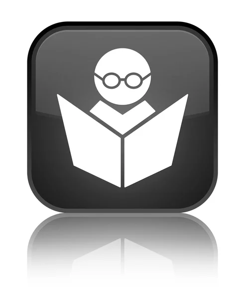 E-learningu ikony błyszczący czarny kwadratowy przycisk — Zdjęcie stockowe