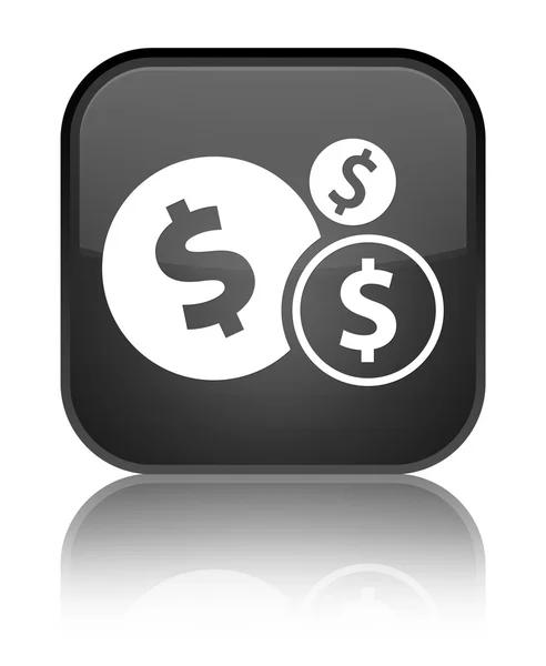 Ícone de finanças (sinal de dólar) botão quadrado preto brilhante — Fotografia de Stock