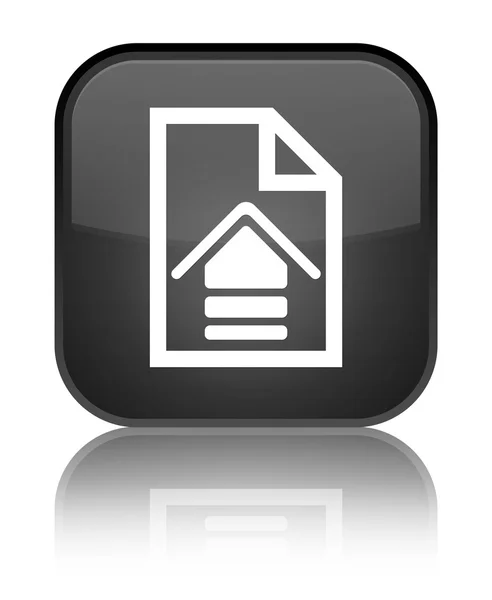 Carregar documento ícone brilhante botão quadrado preto — Fotografia de Stock