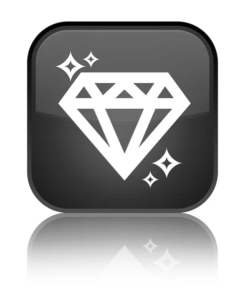 Diamond icon shiny black square button — Stock Photo, Image