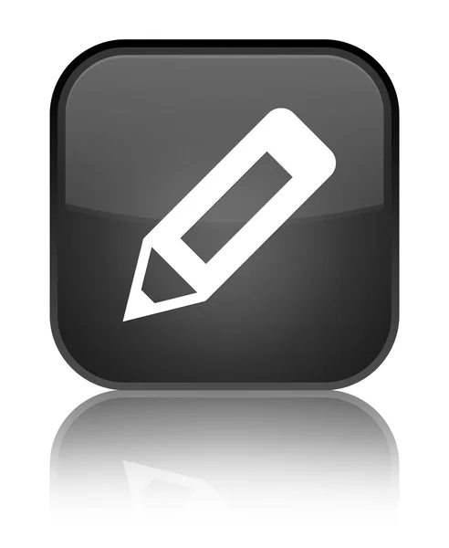 Penna ikon glänsande svarta fyrkantiga knappen — Stockfoto