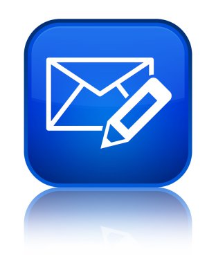 E-posta kutsal kişilerin resmi parlak mavi kare düğme Düzenle