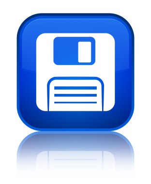 Disket kutsal kişilerin resmi parlak mavi kare düğme