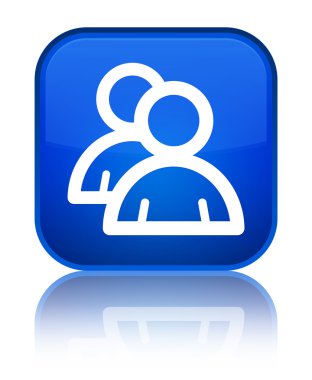 Grup simgesi parlak mavi kare düğme