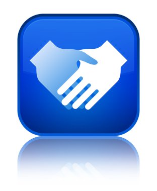 El sıkışma kutsal kişilerin resmi özel mavi kare düğme