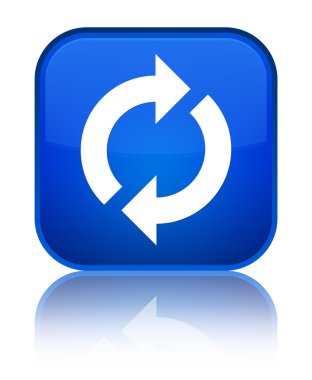 Güncelleştirme kutsal kişilerin resmi parlak mavi kare düğme