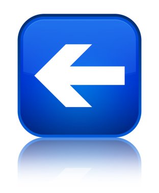 Geri ok simgesi parlak mavi kare düğmesi