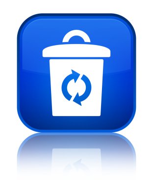 Çöp kutusu simgesini parlak mavi kare düğme