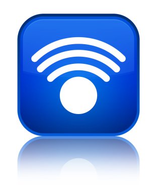WiFi kutsal kişilerin resmi parlak mavi kare düğme