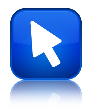 İmleç kutsal kişilerin resmi parlak mavi kare düğme