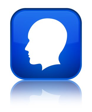 Kafa (Erkekler yüz) kutsal kişilerin resmi parlak mavi kare düğme