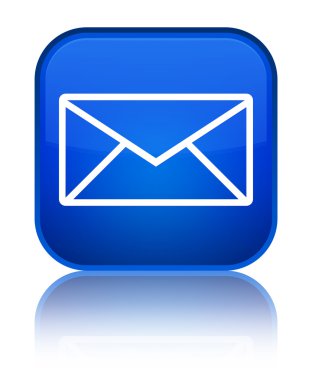 E-posta kutsal kişilerin resmi parlak mavi kare düğme