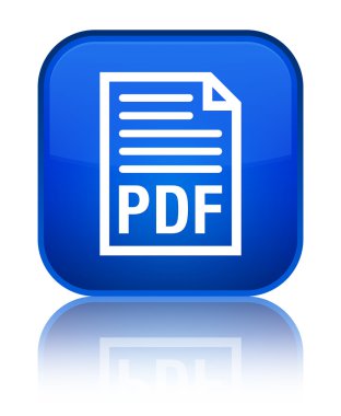 PDF belge simgesi parlak mavi kare düğme