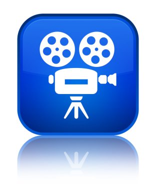 Video kamera simgesi parlak mavi kare düğme