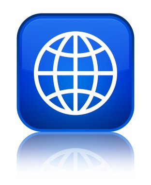 Dünya kutsal kişilerin resmi parlak mavi kare düğme