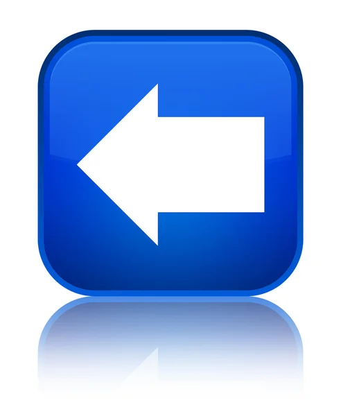 Back arrow icon shiny blue square button — Stock Photo, Image