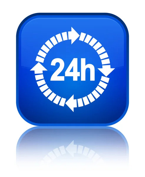 24 órás kiszállítás ikon fényes kék négyzet gomb — Stock Fotó
