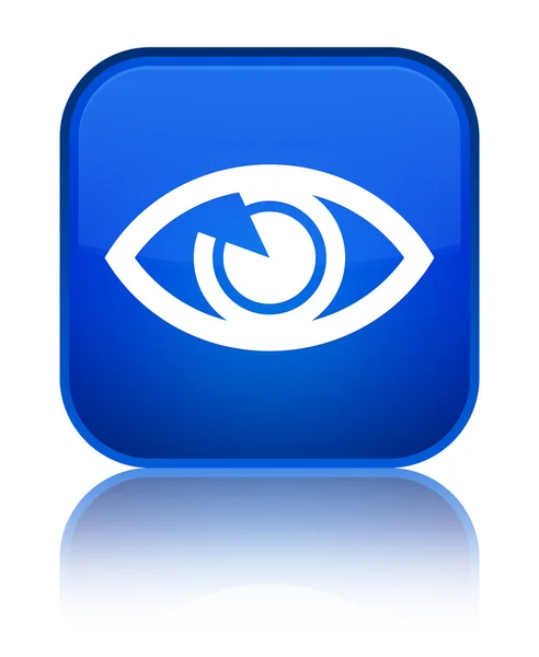 Oog pictogram glanzende blauwe vierkante knop — Stockfoto