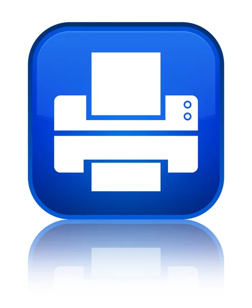 Піктограма принтера блискуча синя квадратна кнопка — стокове фото