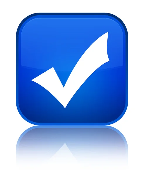 Validatie glanzende blauwe vierkante knoop van het pictogram — Stockfoto